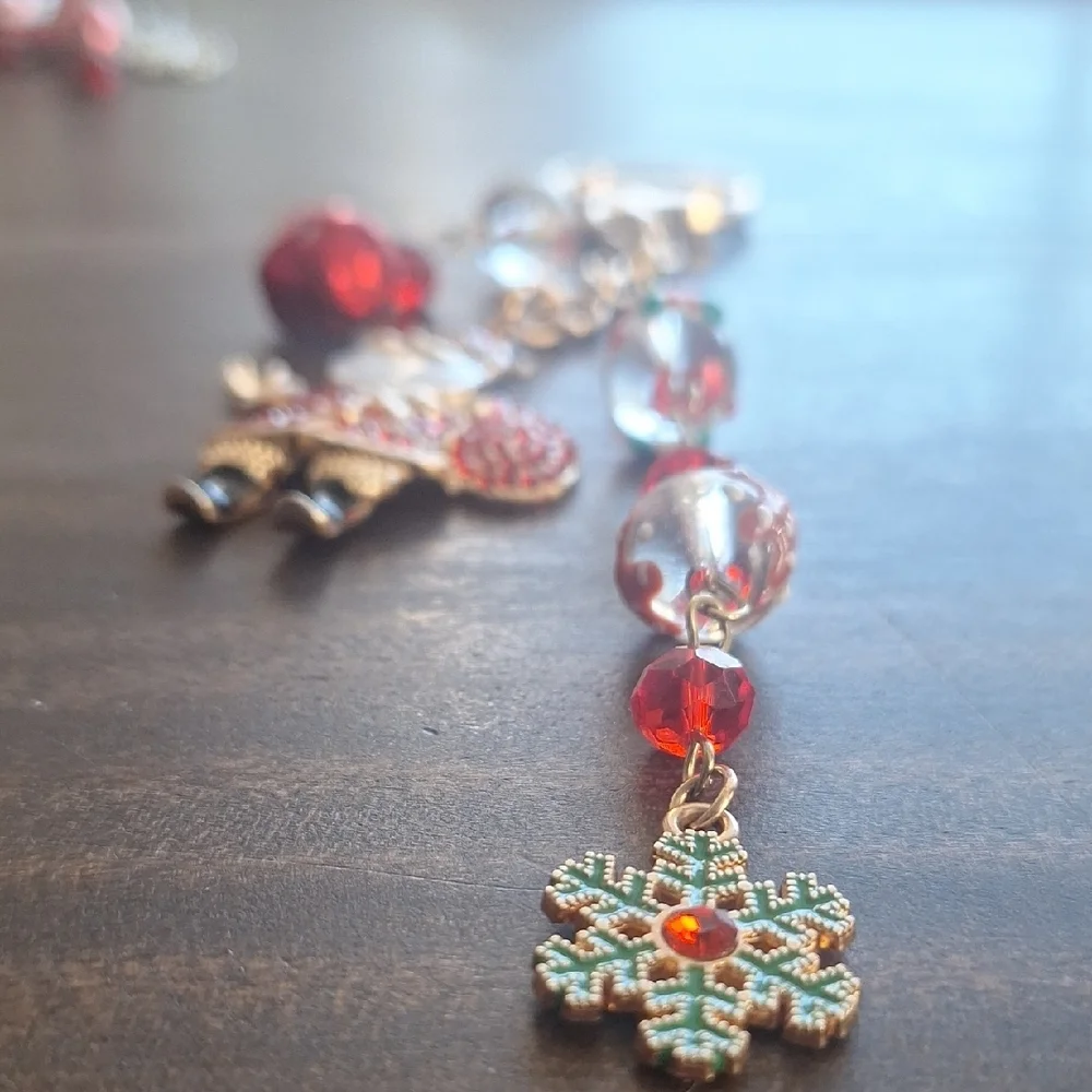 Holiday Santa and Snowflake Keychain Bag Charm
